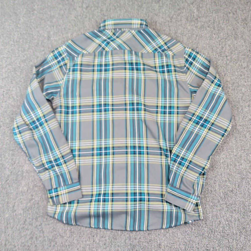 Ascend Gorpcore Plaid Button Down Shirt Medium Teal Grey Hiking Outdoor Trail - Picture 5 of 9